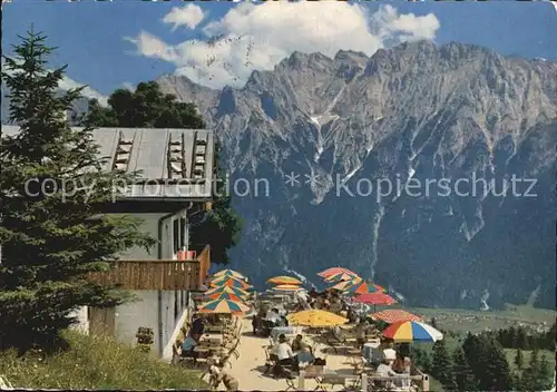 Kranzberghaus Sonnenterrasse Blick gegen Karwendelgebirge Kat. Schwaz