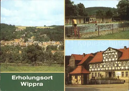 Wippra Panorama Freibad HOG Schieferhaus Kat. Wippra Kurort