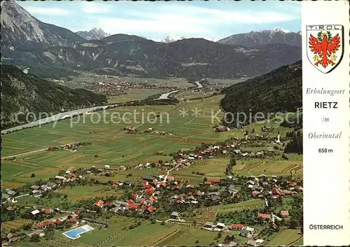 Rietz Tirol Fliegeraufnahme mit Karwendelgebirge Kat. Rietz