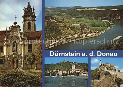 Duernstein Donau Stiftshof Prunkportal Fliegeraufnahme Teilansicht Burgruine