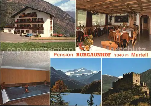 Martell Pension Burgaunhof Hallenbad Burgruine See Alpen Kat. Vinschgau Bozen Suedtirol