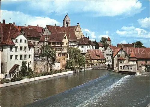 Riedlingen Donau Donauwehr mit Muehltoerleund Rathaus Kat. Riedlingen