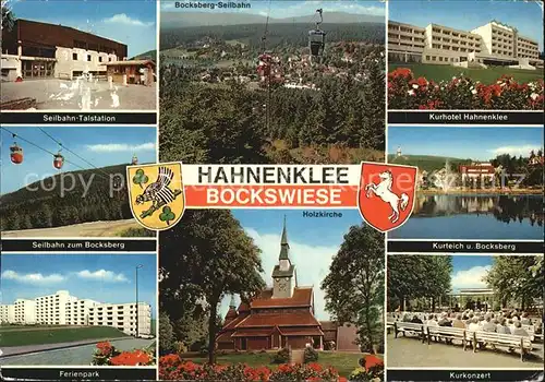 Hahnenklee Bockswiese Harz Seilbahn Talstation Bocksberg Ferienpark Kurkonzert Holzkirche  Kat. Goslar