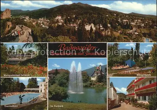 Badenweiler Gesamtansicht Markgrafenbad Terrasse Thermalbad Kurpark Minigolfplatz Kat. Badenweiler