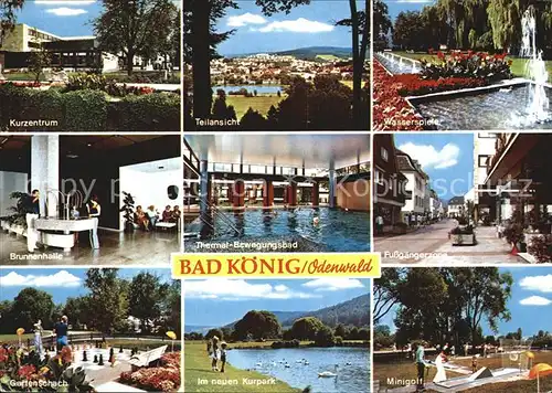 Bad Koenig Odenwald Kurzentrum Brunnenhalle Gartenschach Kurpark Minigolf Fussgaengerzone Wasserspiel Kat. Bad Koenig