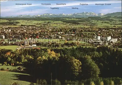 Kempten Allgaeu Blick vom Mariaberg auf Saeuling und Zugspitze  Kat. Kempten (Allgaeu)