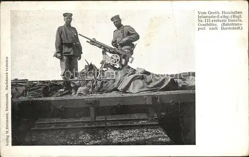 Regiment IR 115 Infanterie Bahntransport Zug  eroberte franzoesische Geschuetze WK1