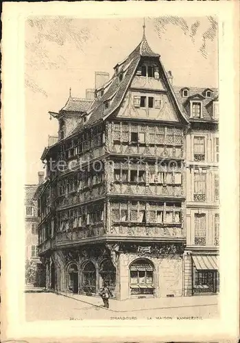 Strassburg Elsass Maison Kammerzell Zeichnung Robin Kat. Strasbourg