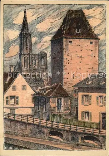 Strassburg Elsass Muenster Kuenstlerkarte Kat. Strasbourg