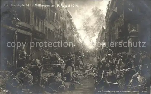Mulhouse Muehlhausen Nachtgefecht 9. August 1914 Kat. Mulhouse
