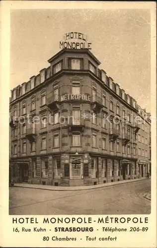 Strassburg Elsass Hotel Monopole Metropole Kat. Strasbourg