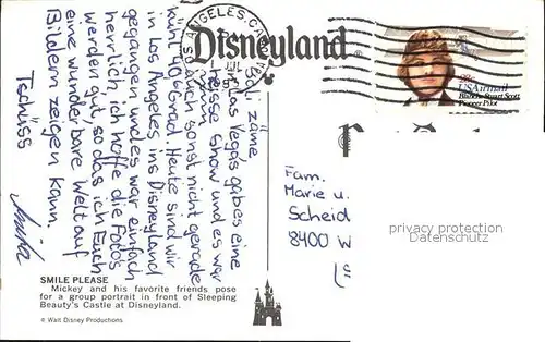 Disneyland California Mickey Mouse Minnie Goofy Pluto Sleeping Beauty s Castle  Kat. Anaheim