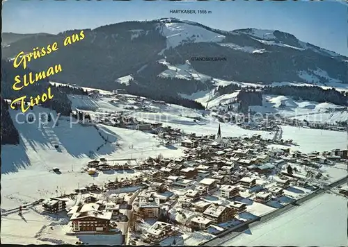 Ellmau Tirol Winter und Sommererholungsort mit Hartkaser Fliegeraufnahme Kat. Ellmau