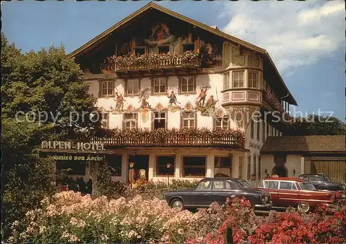 Kochel See Alpengasthof Hotel Schmied von Kochel Fassadenmalerei Huber Karte Nr 8472 Kat. Kochel a.See
