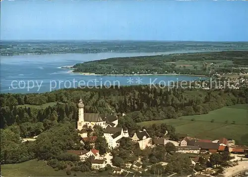 Kloster Andechs Fliegeraufnahme mit Ammersee Kat. Andechs