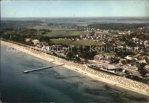 Scharbeutz Ostseebad Fliegeraufnahme Strand mit Meerwasserschwimmbad Kat. Scharbeutz