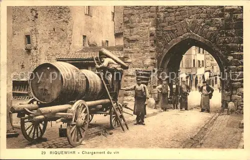 Riquewihr Haut Rhin Weinfasswagen ErntehelferTor  Kat. Riquewihr