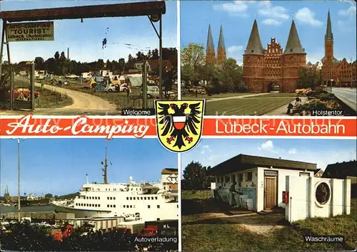 Luebeck Campingplatz Autoverladung Holstentor Waschraeume Kat. Luebeck