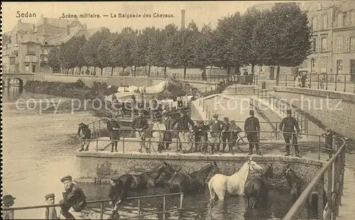 Sedan Ardennes Scene militaire La Baignade des Chevaux Kat. Sedan