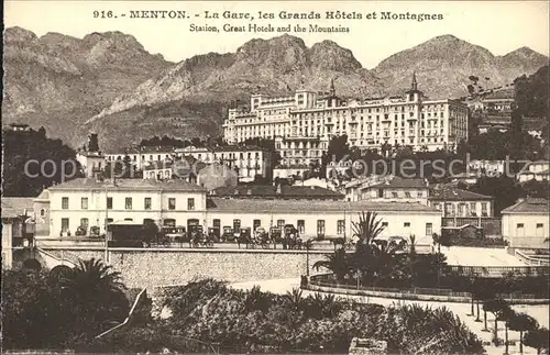 Menton Alpes Maritimes La Gare les Grands Hotels et Montagnes Kat. Menton