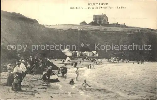 Binic Cotes d Armor Plage de l Avant Port Le Bain Badestrand Kat. Binic