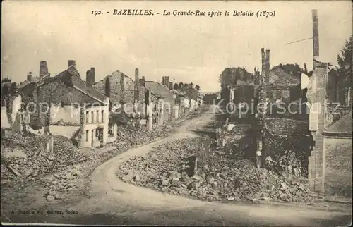 Bazeilles La Grande Rue apres la Bataille 1870 Kat. Bazeilles