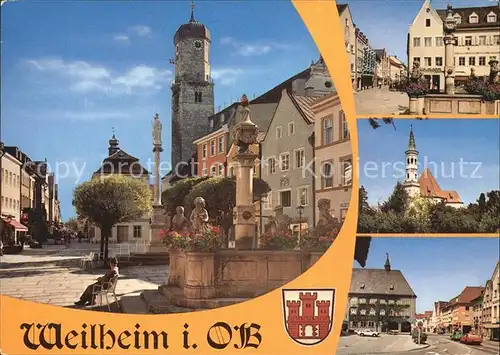 Weilheim Oberbayern Brunnen Kirche Kat. Weilheim i.OB