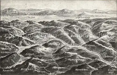 Markirch und Umgebung Schlachtfeld in Vogesen aus der Vogelperspektive 1. Weltkrieg Kat. Sainte Marie aux Mines