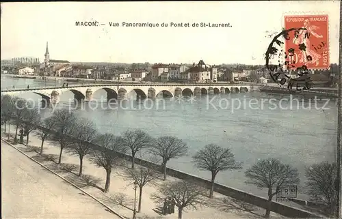 Macon Saone et Loire Vue panoramique du Pont et de Saint Laurent Kat. Macon