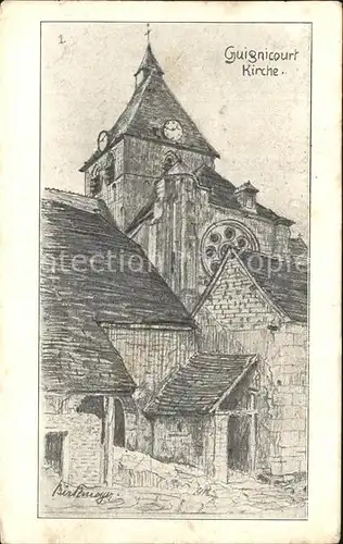 Guignicourt Kirche Zeichnung Kat. Guignicourt