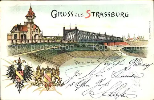 Strassburg Elsass Rheinbruecke Kat. Strasbourg