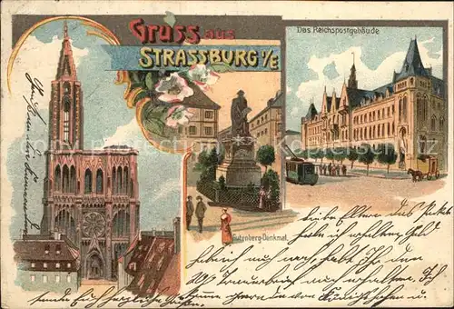 Strassburg Elsass Reichspostgebaeude Muenster Guttenbergdenkmal Kat. Strasbourg