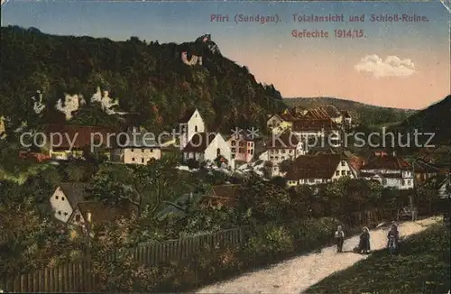 Pfirt Panorama Schloss Ruine Gefechte 1914 1915 Kat. Ferrette