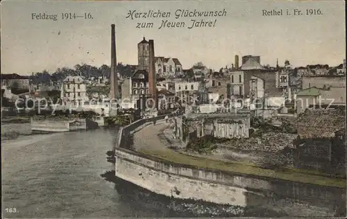 Rethel Ardennes Stadtansicht Neujahrskarte Feldzug 1914 1916 Kat. Rethel