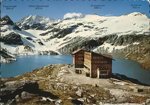 Rudolfshuette am Weissensee mit Tauernkogel Baerenkogel Granatspitze Sonnblick Kat. Uttendorf