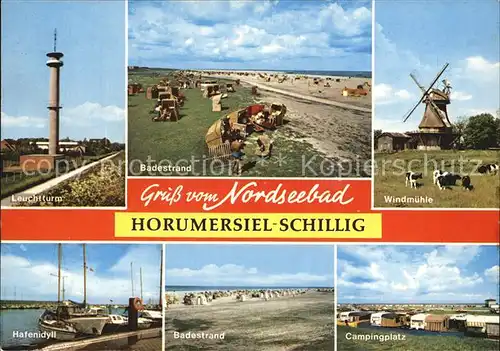 Schillig Nordseebad Leuchtturm Badestrand Windmuehle Hafenidyll Campingplatz