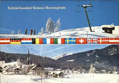 Gosau Oberoesterreich Hornspitze Skischaukel Panorama Kat. Gosau Salzkammergut