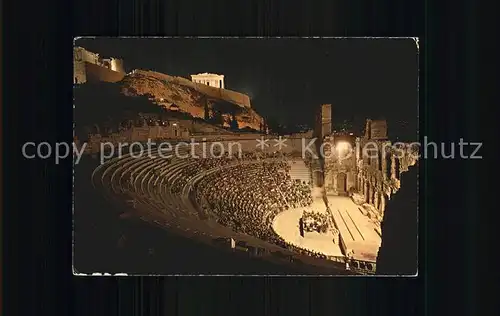 Athens Athen Acropolis und Odeon von Herod Atticus beleuchtet Kat. Griechenland
