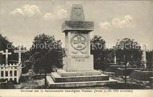 Ablainzevelle Denkmal der beerdigten Helden Badische Infanterie Kat. Ablainzevelle