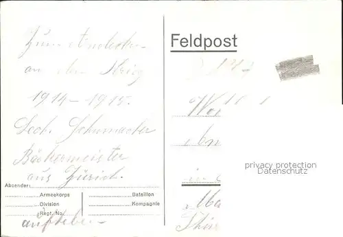 Fricourt Schloss Erinnerung an den Feldzug 1914 1915 Kat. Fricourt