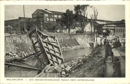 Mulhouse Muehlhausen Giessereibruecke nach der Sprengung Kat. Mulhouse