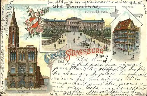 Strassburg Elsass Muenster Universitaet Bruecke Altes Haus Kat. Strasbourg