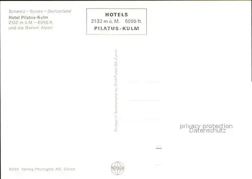 Pilatus Kulm Hotel Pilatus Kulm mit Berner Alpen Kat. Pilatus Kulm