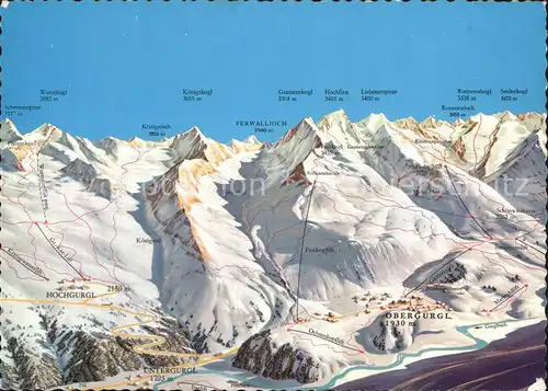 Obergurgl Soelden Tirol Panorama mit Skipisten Kat. Soelden oetztal