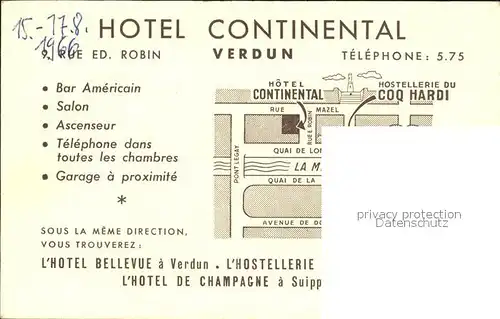 Verdun Meuse Hotel Continenal Kat. Verdun