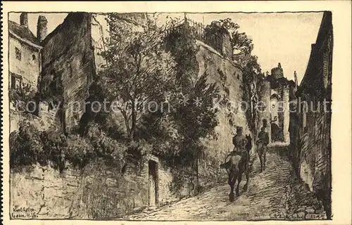 Laon Aisne 10. Porte des Chenizelles Zeichnung Karl Lotze Kuenstlerkarte Kat. Laon