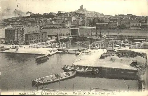Marseille Le Bassin de Carenage vue vers Notre Dame de la Garde Kat. Marseille
