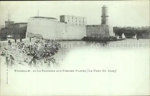 Marseille La Baignade aux Pierres Plates Fort Saint Jean Kat. Marseille