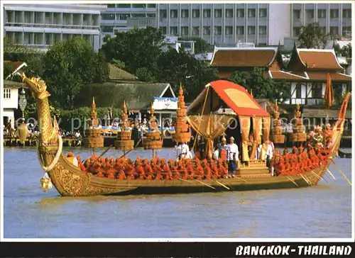 Bangkok The Royal Barge Suphannahong is held in the procession along the river Kat. Bangkok
