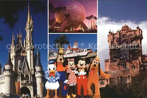 Walt Disney World Cinderella Castle Spaceship Earth Hollywood Tower  Kat. Lake Buena Vista
